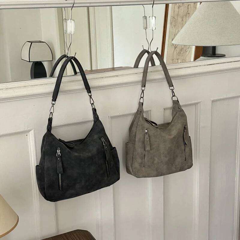 Designer Suede Leather Female Side Retro Shoulder for Women Handbag Casual Ladies Hand Bags Large Capacity Tote Bag Sac Y260205