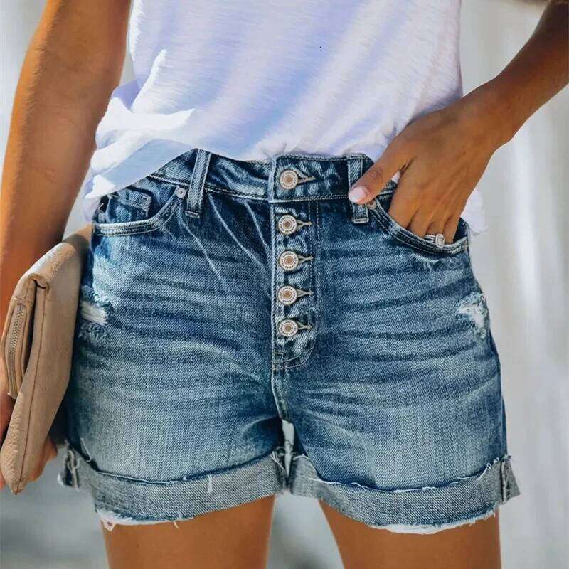 High Waist Crimping Women Short Jeans Summer Fashion sexy Ripped New Casual Push Up Vintage Denim Shorts Streetwear XJ260206