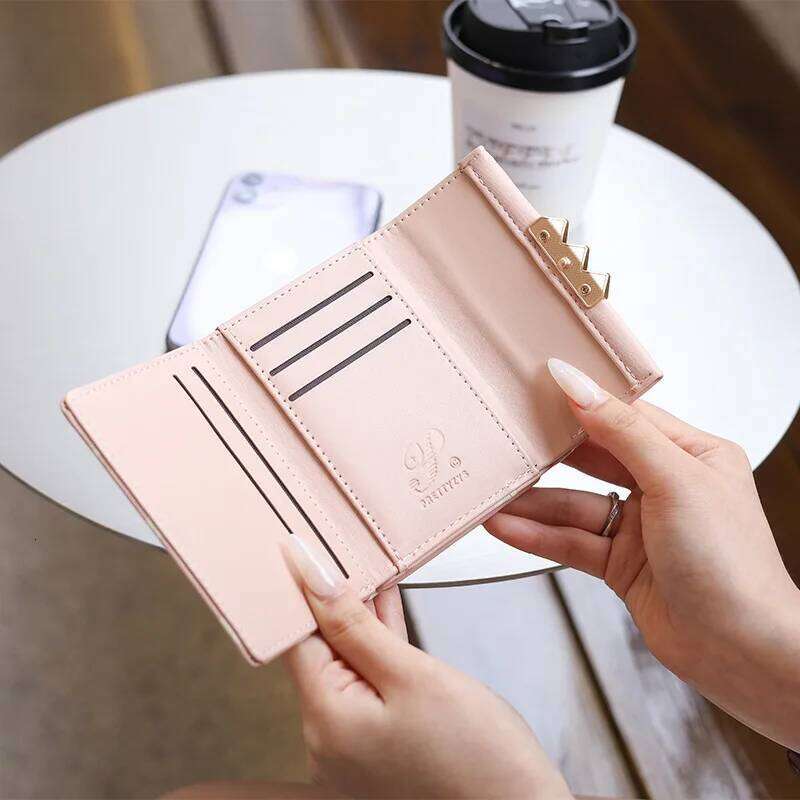 Autumn winter new women's short wallet Korean PU high texture iron frame printed small square bag simple and versatile stude Y260206