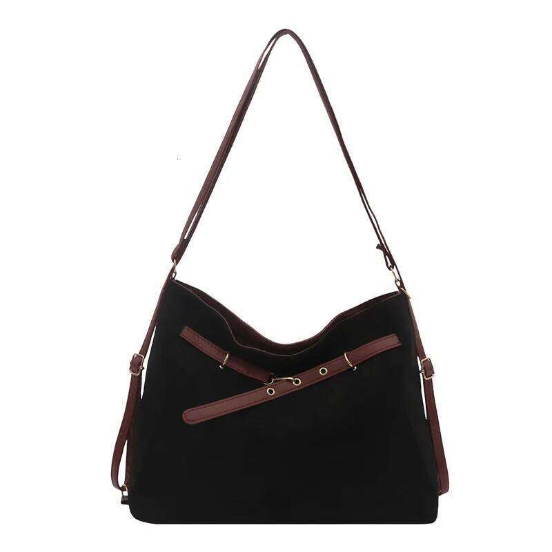Autumn Vintage Suede Shoulder Bags for Women Belt Design Versatile Ladies Backpack Handbags Simple Female Crossbody Bag Tote Y260205
