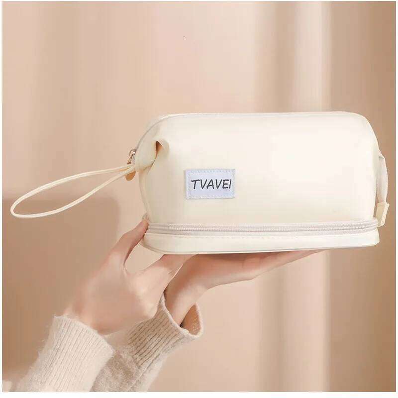 Girl Leisure Twill Double Layer Makeup Travel Wash Bag Large Capacity Cosmetic Storage Bags for Woman Oxford Cloth Y260206