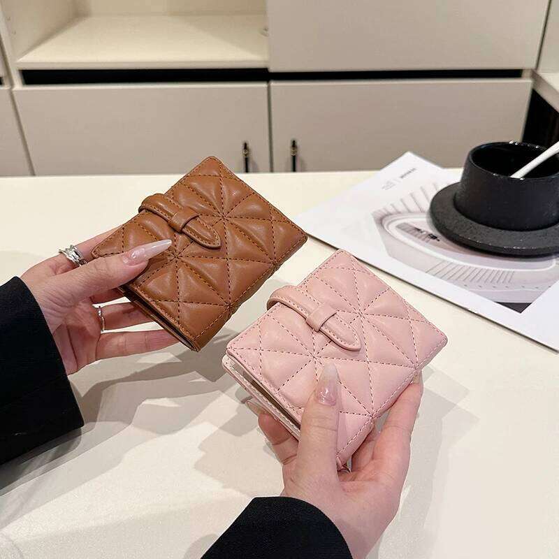 Solid Color Small Wallet Holder Lightweight and Compact New Short Folding Change Card Bag for Woman Birthday Gift Y260206