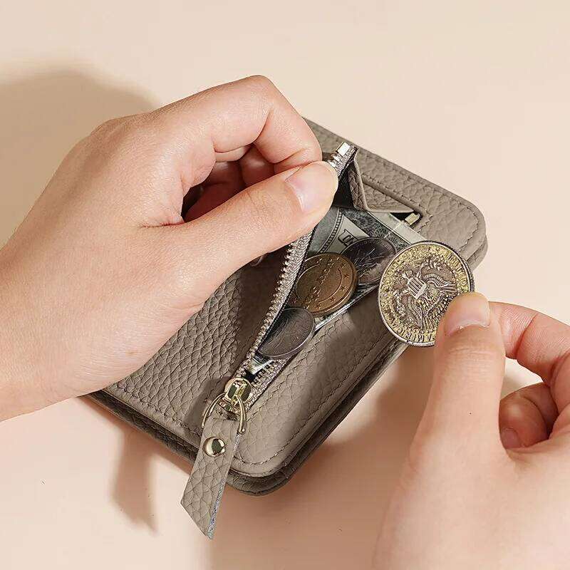 RFID Genuine Leather Women's Wallet Simple Mini Womens Wallets Card Zipper Small Coin Bag Purse Y260206