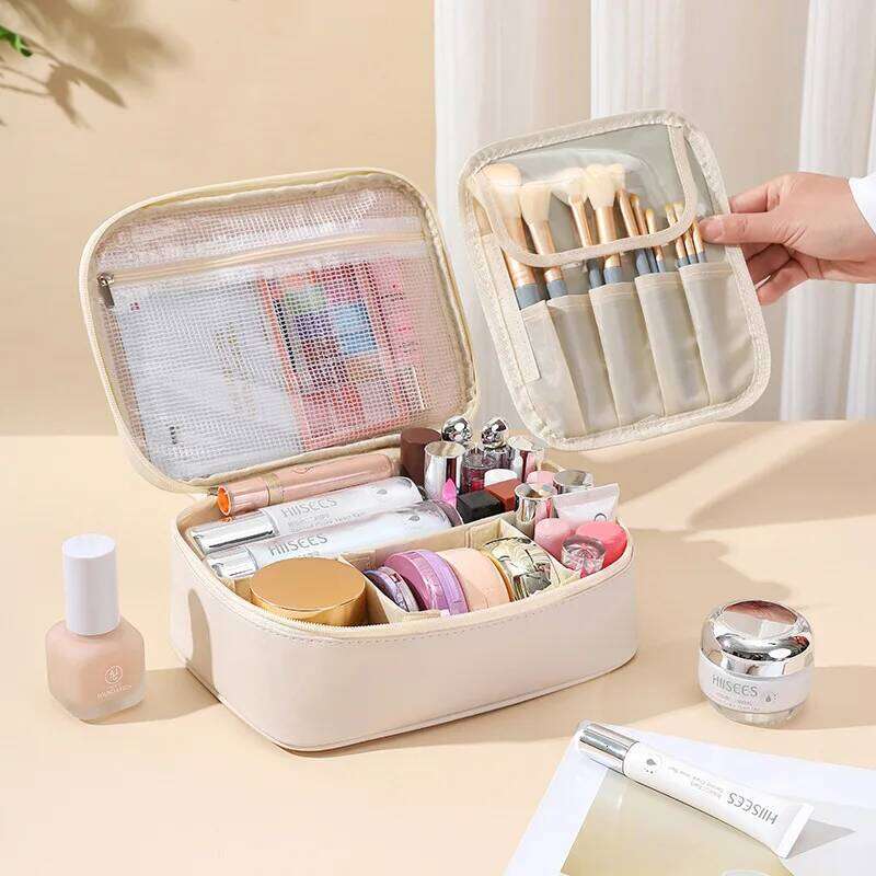 Large Capacity Makeup Double Layer Cosmetics Organizer Travel Essentials Women's Cosmetic Bag Y260206