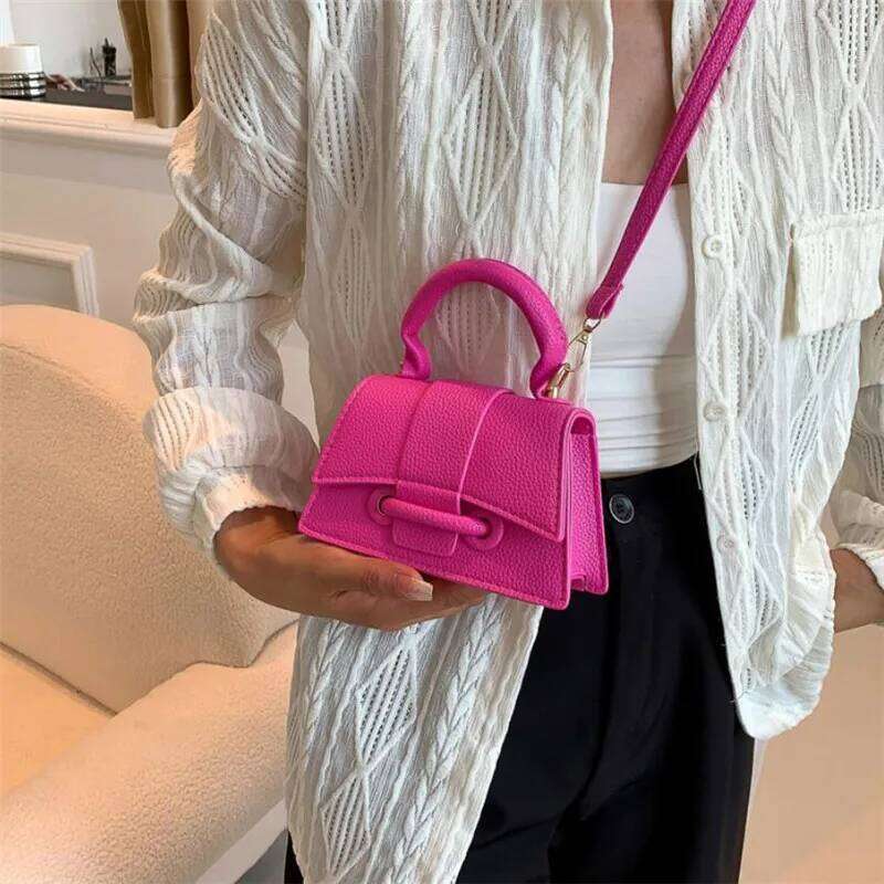 Fashion Solid Color Small Tote Crossbody Bag, Stylish Mini Handbag Mobile Phone Coin Purse, Adjustable Strap, Magnetic Closure, Y260205