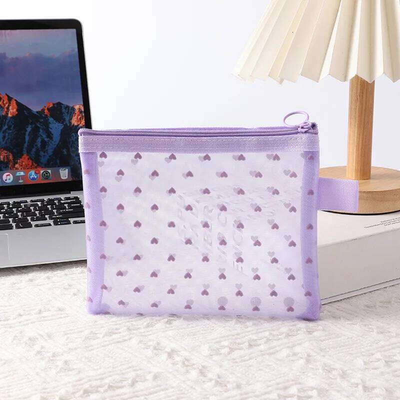 Mini Transparent Heart Cosmetic Women Portable Lipsticks Makeup Storage Pouch Handbag Clear Ctue Small Nylon Make Up Bag Y260206