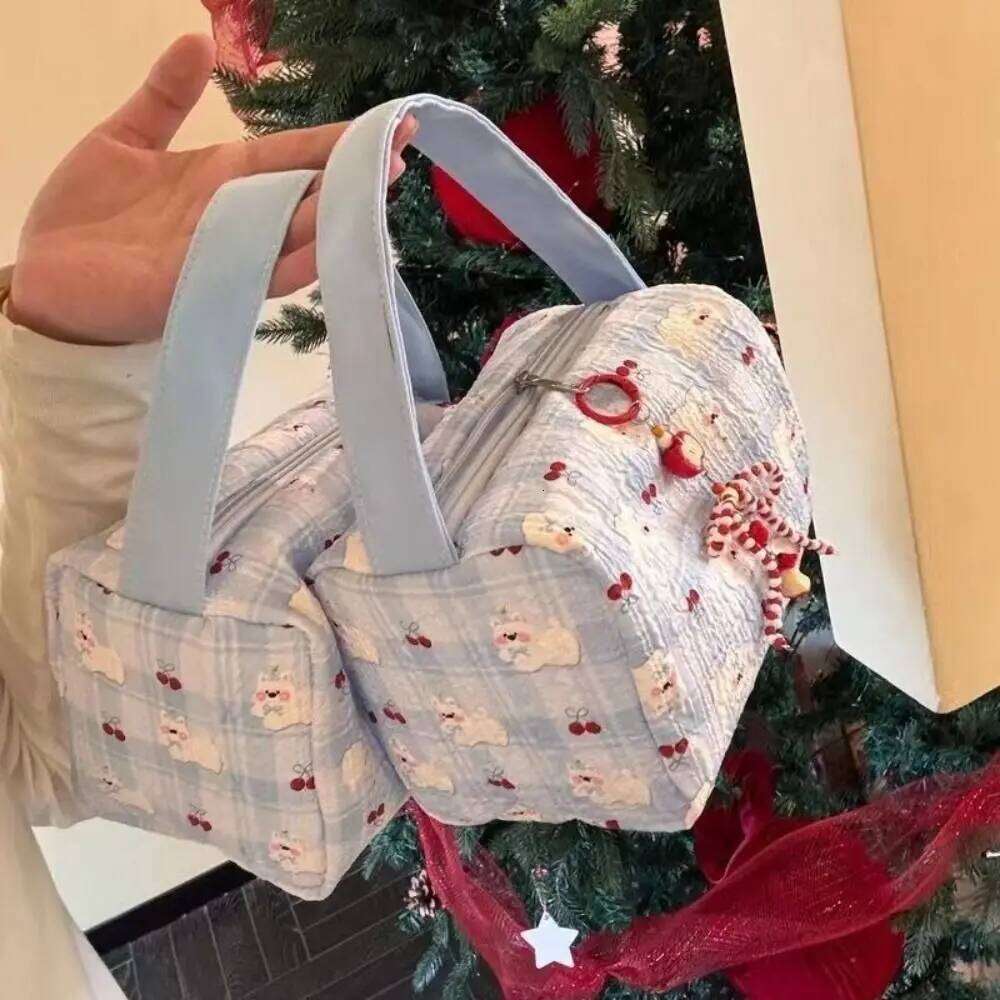 Cartoon Dog Printed Women's Large Capacity Cosmetic Organizer Bag Portable Travel Handbag Makeup Storage Y260206