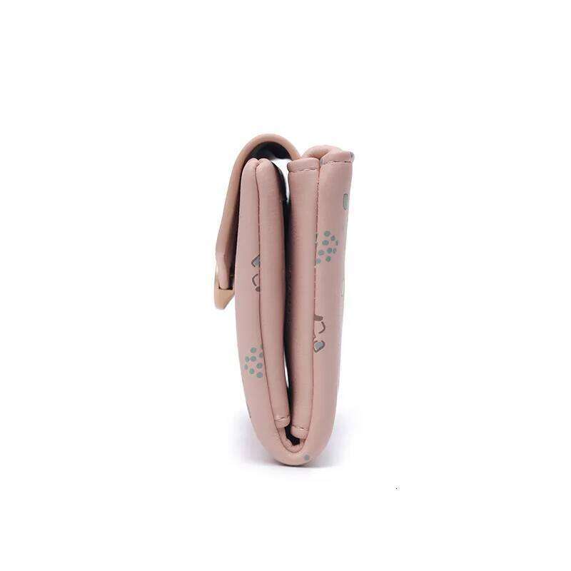 New women's portable short wallet cute cartoon high quality PU rhombus printed buckle multiple card slots certificate fa Y260206