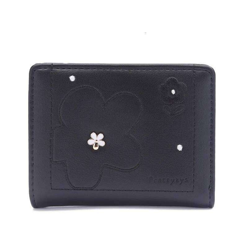 2025 new women's short wallet high quality PU Embroidery printing folding student zipper Coin purse multiple card sl Y260206