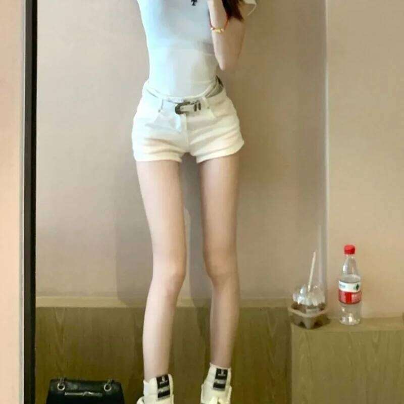 Denim Shorts for Women Boxer High Waist White Short Jean Pants Woman Kpop Summer Trend 2025 Comfy Jorts Outfits Fashion Clothing XJ260206