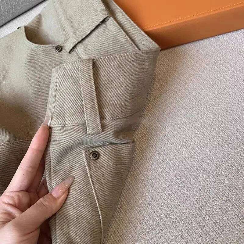 2026 Khaki Denim Summer New Casual Wide-leg Pants Y2k Jean Shorts Women XJ260206