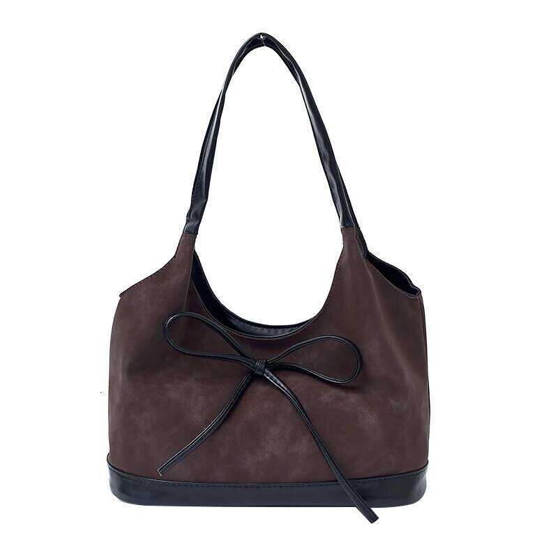 Bow Slouchy Shoulder Solid Color PU Crossbody Large Casual Commuter Bag Lightweight for Girls Woman Birthday Gifts Y260205