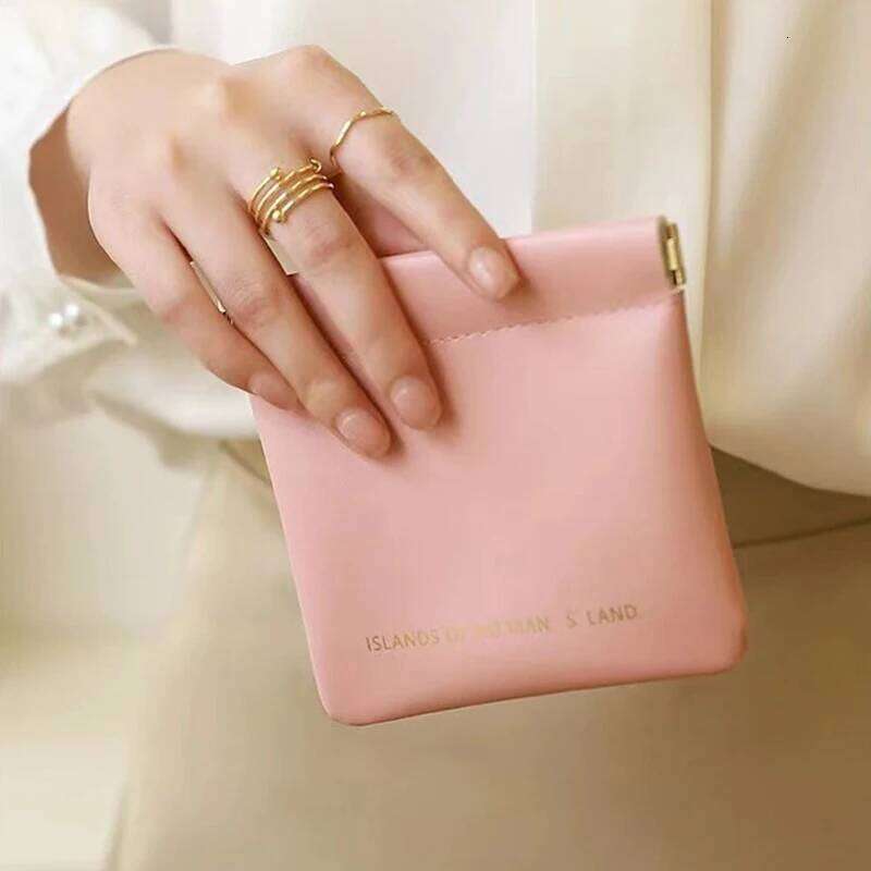 PU Leather Simple Mini Makeup Storage Bag Women Square Small Cosmetic Pouch Portable Make Up Key Organizer Bags Y260206