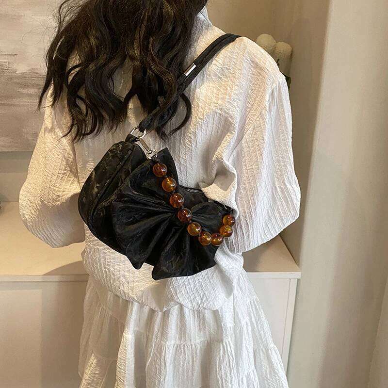 Solid Color Zipper PU Bow Beading Shoulder Ladies 2025 Hot Sale Versatile Commute Sweet Women's Crossbody Bags Z260207 - view 5