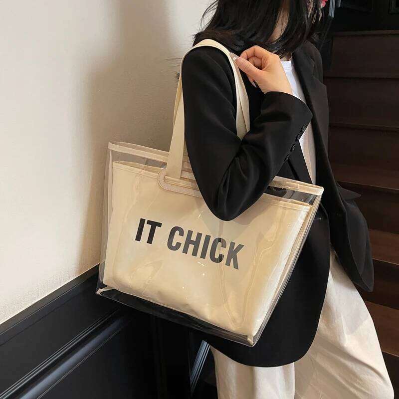 Women Tote Handbag Transparent Seaside Shoulder Bag Beach Jelly Pack PVC Waterproof Top Handle Bags Casual Summer Underarm Pouch Y260205