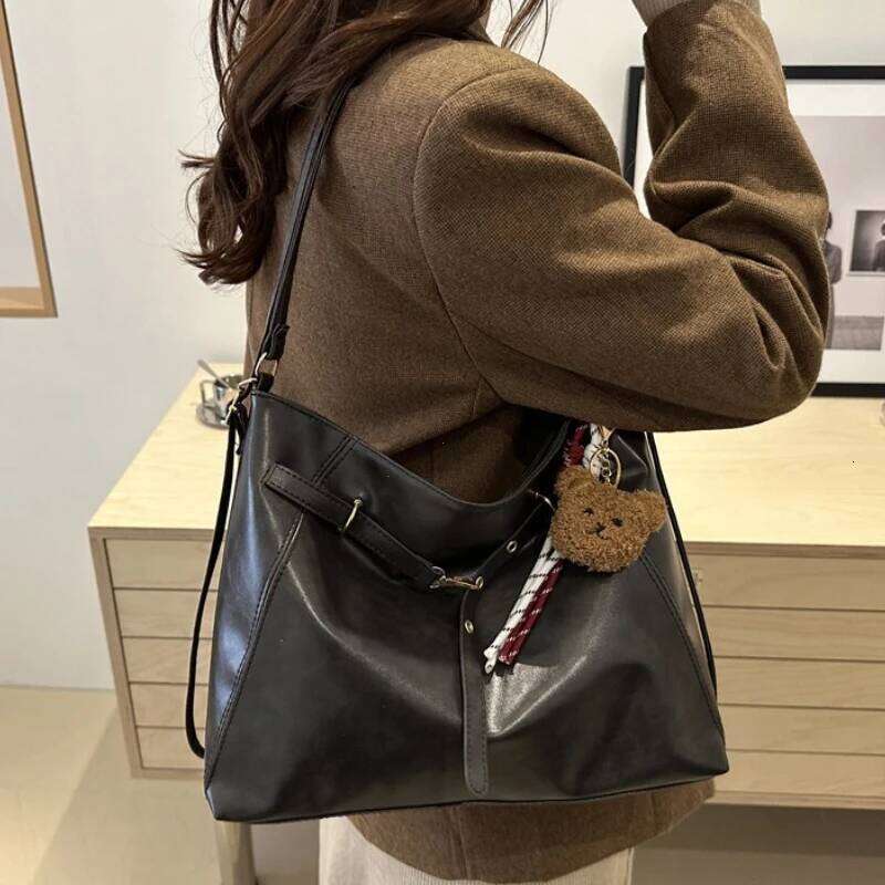 Retro Large Capacity Women's Tote Bag Fashionable Casual Double Shoulder Backpack for Autumn Winter New Arrival Trendy Handbags Y260205