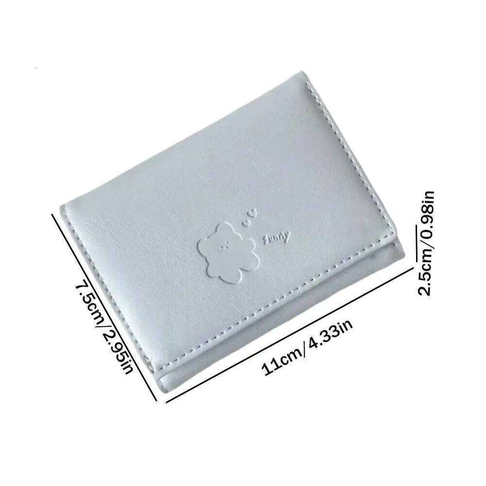 Women Short Bear Small Student Triple Fold Girl ID Card Holder Coin Purse Ladies Wallets Cartoon Bag Y260206