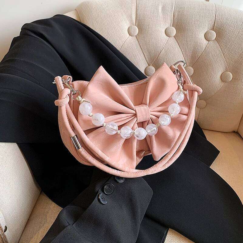 Solid Color Zipper PU Bow Beading Shoulder Ladies 2025 Hot Sale Versatile Commute Sweet Women's Crossbody Bags Z260207 - view 3