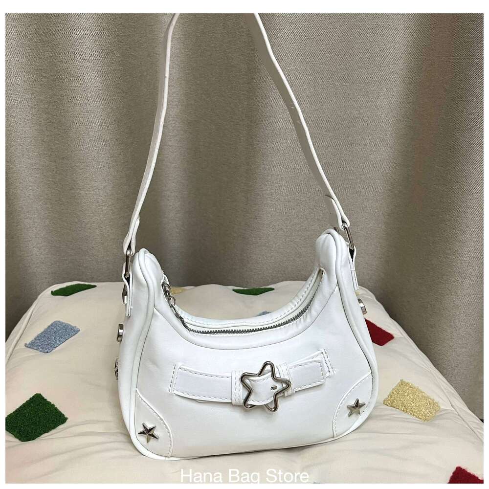 Vintage Star Handbags for Women Fashion Hobos Shoulder Underarm Ladies Clutch Pu Leather Female Armpit Purses Y2k Cool Bag Y260205