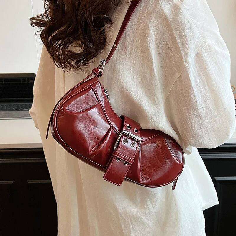Leather Crossbody Y2K Women Clutch with Adjustable Strap Hobo Bag Buckle Underarm Purse for Travel Work Shopping Z260207 - view 4
