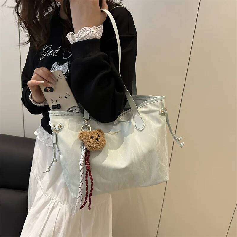 Versatile Pu Leather Shoulder Bags for Women Large Capacity Ladies Tote Bag College Style Student Girls Handbags with Pendant Y260205