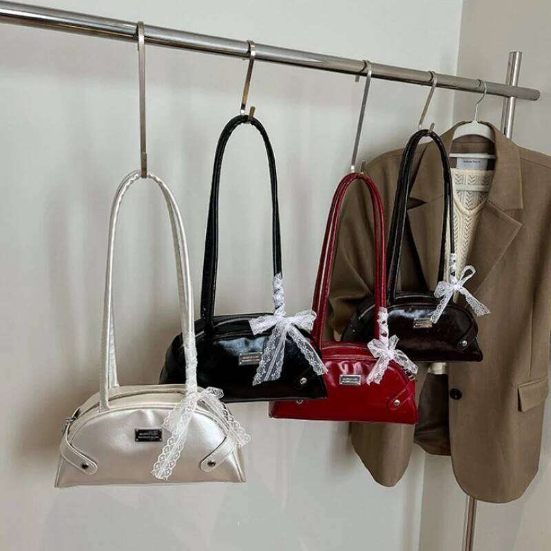 Retro Solid Color Women Shoulder Shell Bag Lace Commuter Versatile Ladies Underarm Bags Simple Portable Female Purse Handbags Y260205