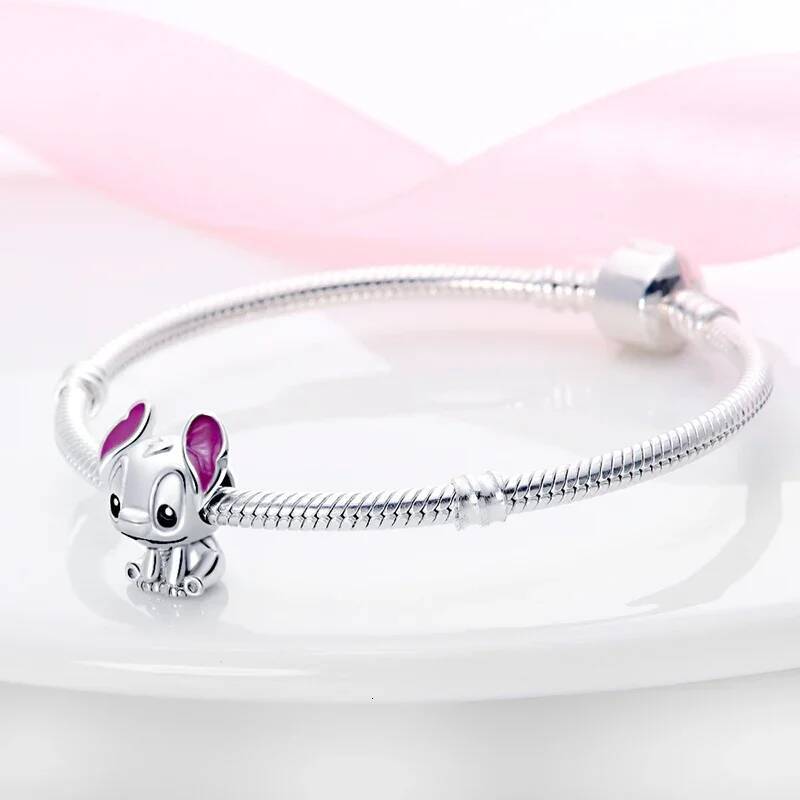 New Hot Charms Disney Stitch Necklaces and Bracelets 925 Silver Pendant Beads Original Women Bracelet Bangles DIY Jewelry Gift