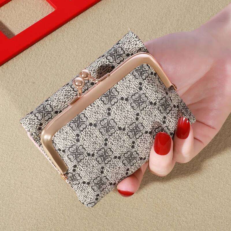 New Women's Wrist Strap Short Old Flower Zero Wallet Large Capacity Coin Letter Multi Card Bag Money Clip Y260206