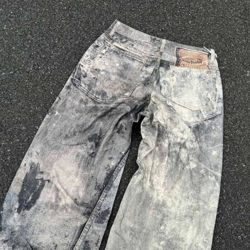 American Hip-hop Harajuku Retro Oversized Washed Jeans Women Y2K Casual Trendy Rock Streetwear Loose Straight Wide-leg Pants Men X260207 - view 7