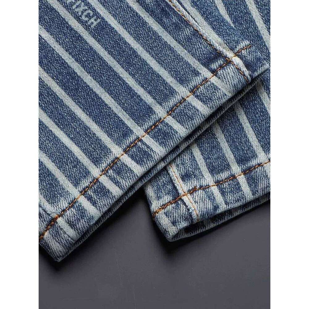 Autumn and Spring Fashion American Vintage Straight-leg Striped Jeans Men's Casual Comfortable Sports High-quality Denim Pants X260207