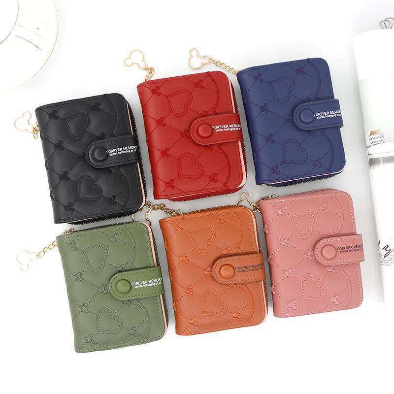 Personalized Short Zipper Buckle Wallet Handbag Card Holder for Women with Heart Design Y260206