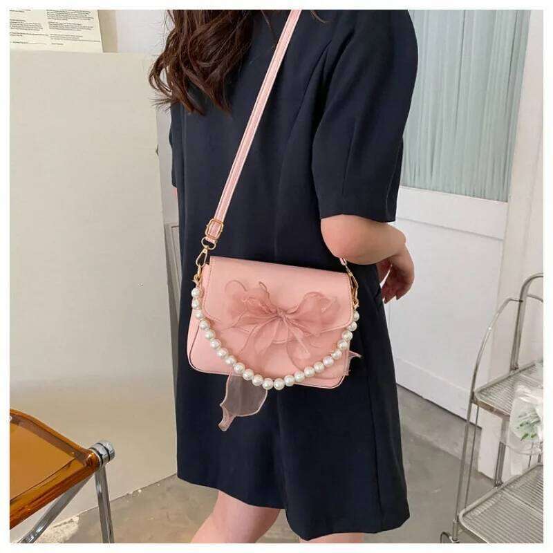 Korean Fairy Gentle Style Pearl Crossbody Bags, Fashion Lace Bow Single Shoulder Handbag, Versatile for Commuting and Banquets Z260207 - view 5