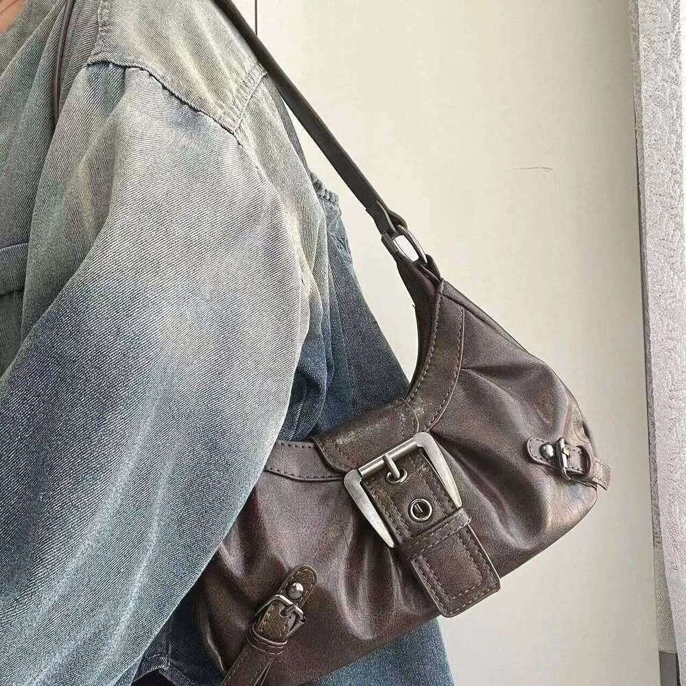 Vintage Maillard Style Women's Shoulder Bags Y2K Hot Girls Underarm Bag Luxury Cool Pu Leather Ladies Handbags Female Tote Purse Z260207 - view 3
