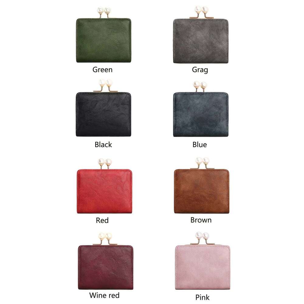 Women's Short Compact Three Layer LargeCapacity Retro Pearl Wallet High QualityPU Leather Multi Card Seat/Coin ZeroWallet Y260206