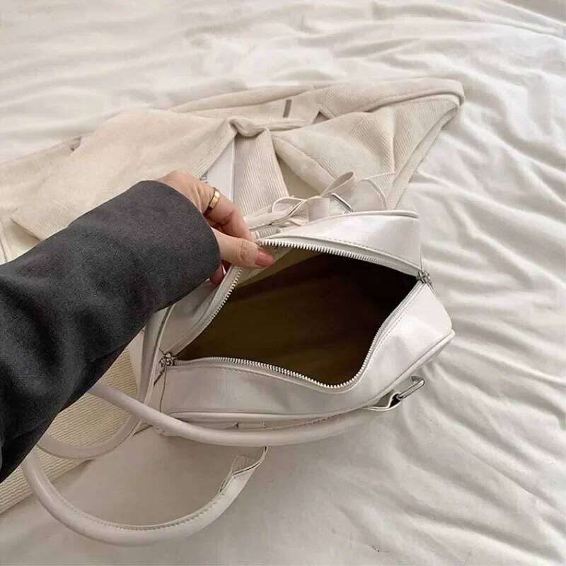 Cute Bow Tie Design Underarm Bags for Women 2026 Y2K Korean Fashion Handbags and Purses Pu Leather Shoulder Designer Bag Y260205