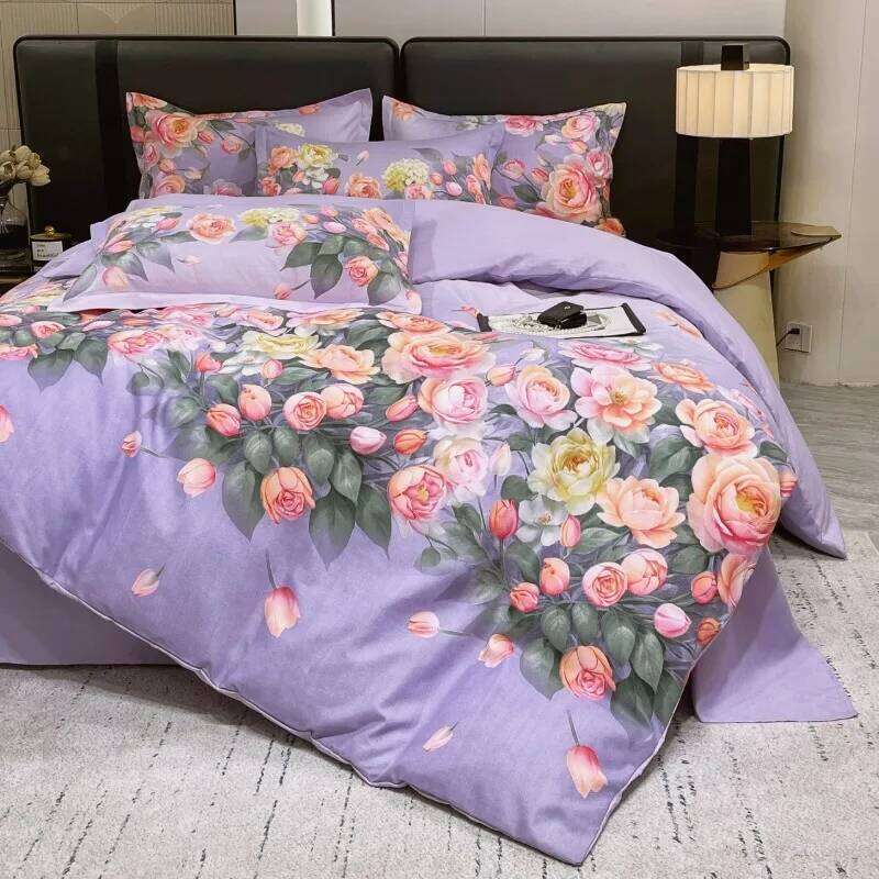 2025 new tribute cotton flower thickened bed sheet quilt cover large printing four-piece set household bedding XJ260206