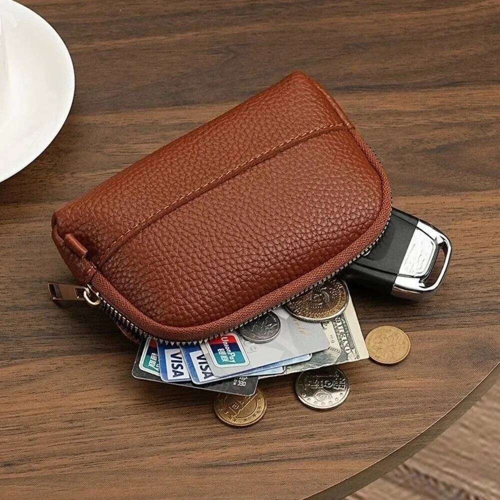 Retro Mini Short Wallet Zipper Solid Color Card Case Coin Purse Women Y260206