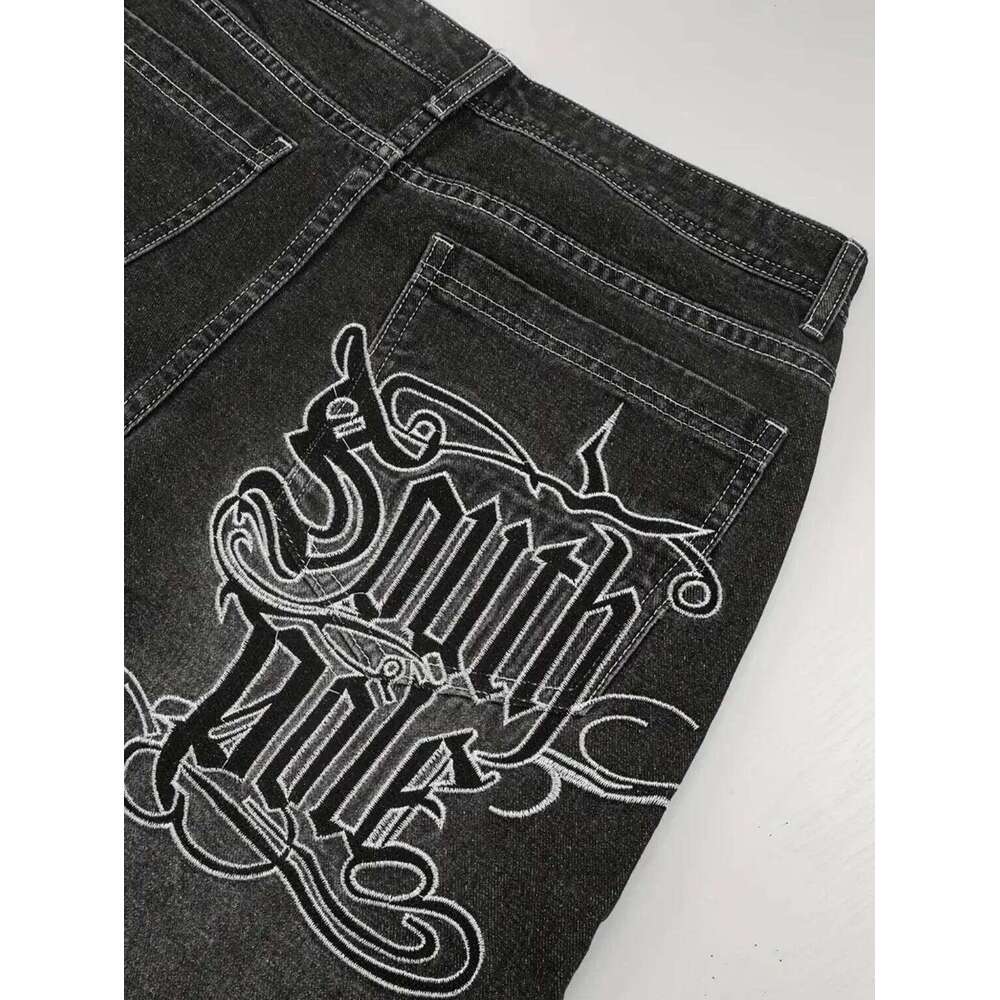 Y2K Gothic Aesthetic Baggy Jeans Men Women South Pole Embroidered Vintage Denim Pants, Techwear Streetwear Wide Leg Trousers 26H0421 - view 7