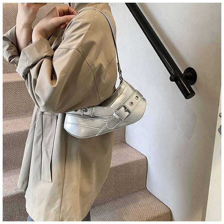 Gothic Punk Y2K Shoulder Bags for Women Fashion Pu Leather Ladies Underarm Bag Design Vintage Female Handbags Small Tote Purse Y260205