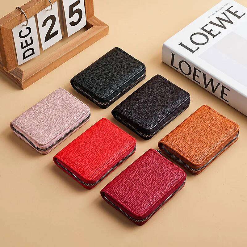 PU Large Capacity Cards Bag Women Men ID Credit Card Case Badge Holder Zipper Coin Purse Coins Wallet Y260206