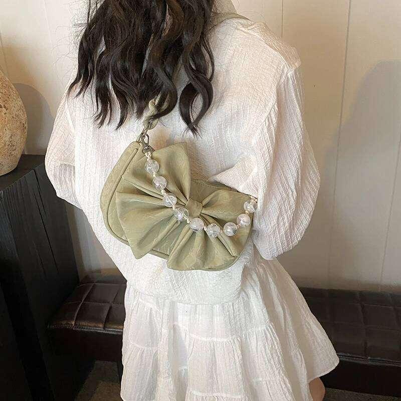 Solid Color Zipper PU Bow Beading Shoulder Ladies 2025 Hot Sale Versatile Commute Sweet Women's Crossbody Bags Z260207 - view 4