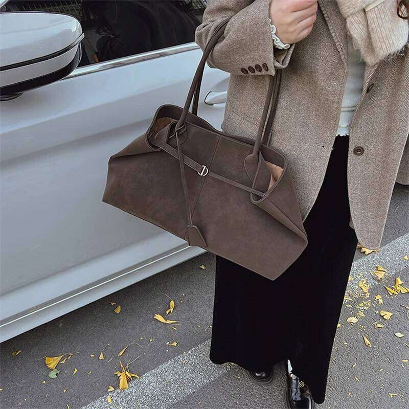 Faux Suede Solid Color High Quality Fashionable Versatile Handbag Women's Large Capacity Winter Daily Shoulder Bag Y260205