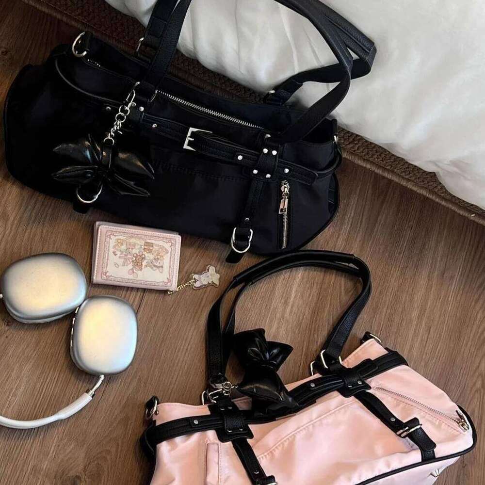 Korean Cute Harajuku Style Y2k Large Capacity Handbag Shoulder Nylon Waterproof Cloth Commuter Storage Bags Women's Bag Y260205