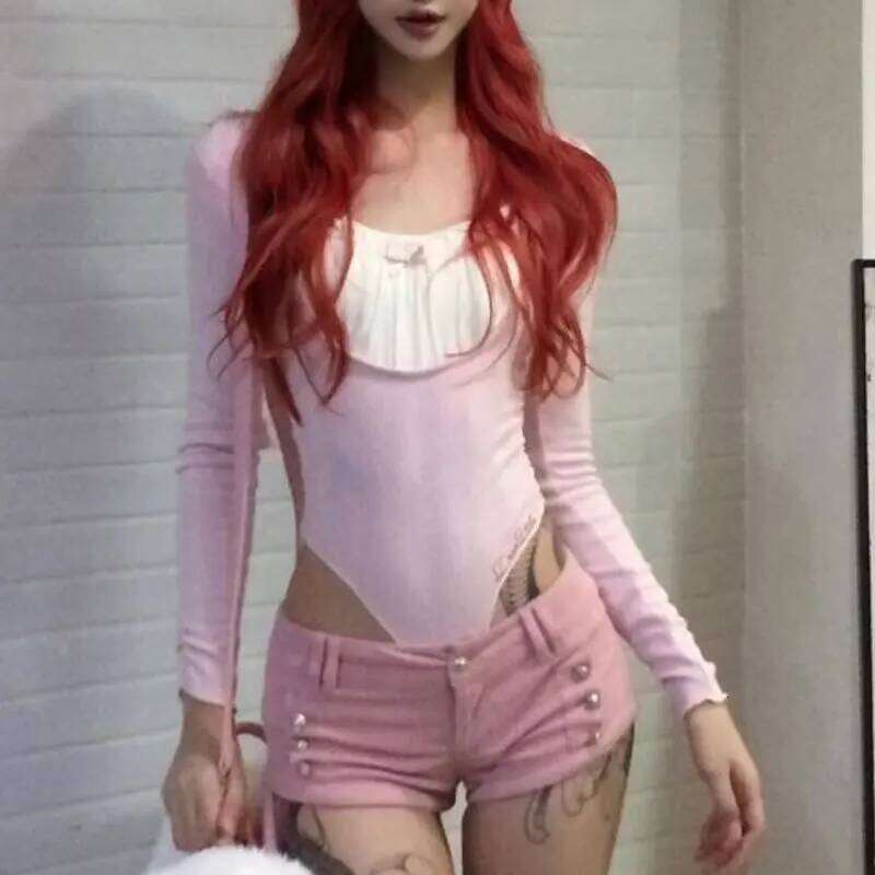 Sexy Pink Pit Strip Corduroy Ultra Women's Design Tight Low-waisted Hip-hugging Y2k Hot Pants Booty Shorts XJ260206