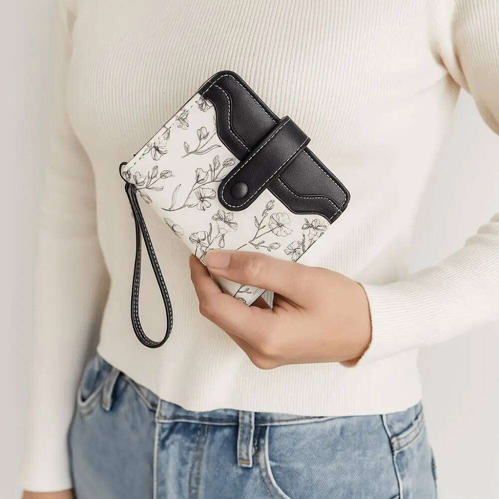 Floral Print Mini Coin Purse Bag Zipper Pouch ID Credit Card PU Leather Short Wallet Korean Ins Fashion Multi Function Y260206