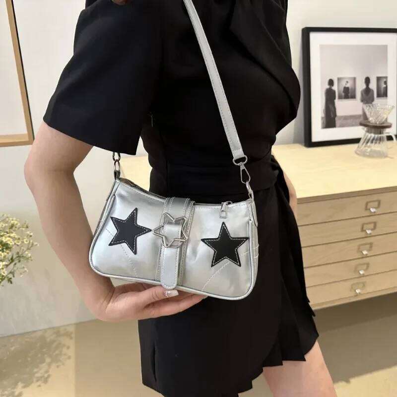 Y2K Hot Girls Star Shoulder Bags PU Leather Women's Underarm Fashion Design Female Crossbody Bag Handbags Phone Purse Y260205