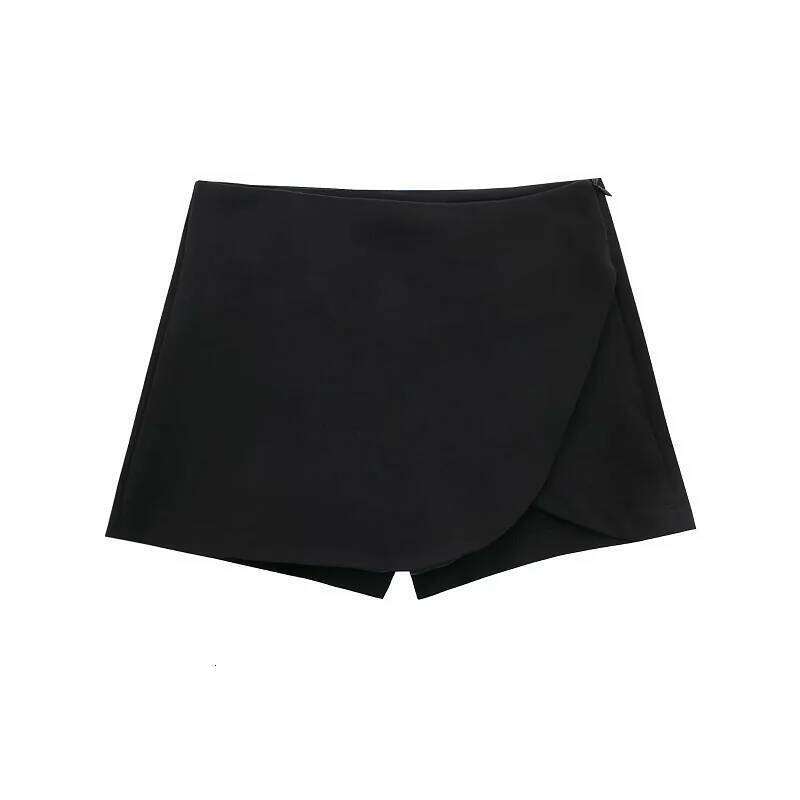 HXAO Woman Summer Asymmetrical Beige Black Pants Office High Waist Skort Women Pink Brown Skirt With Shorts XJ260206