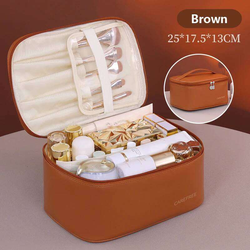 PU Large Capacity Tote Makeup Portable Travel Organizer Tolietry Cosmetic Coins Storage Bag Women Square Zipper Pouch Y260206