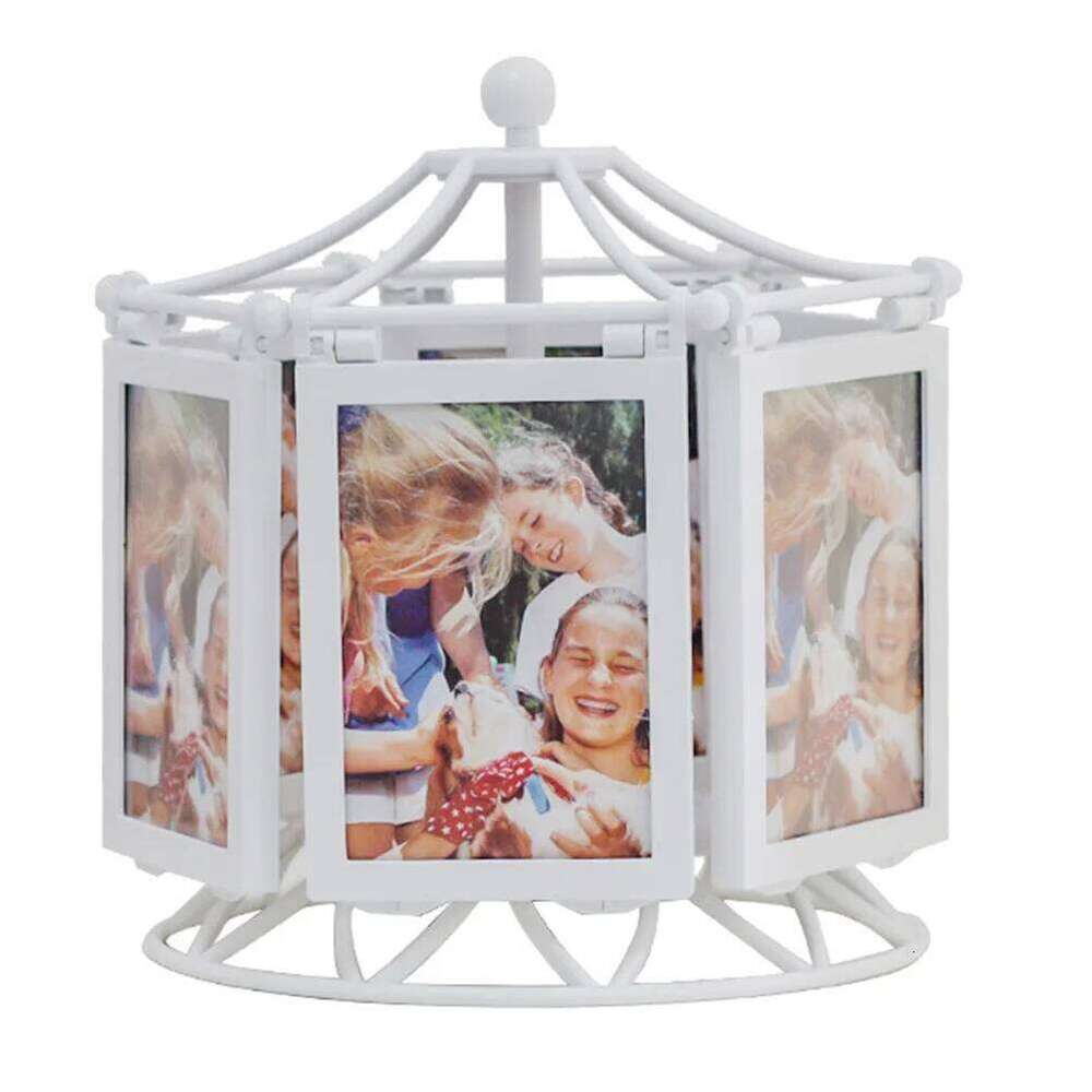 Eight Music Box Rotating Picture Desktop Photo Frame Home Tabletop Decor Birthday Christmas Gift Display Ornament S260205