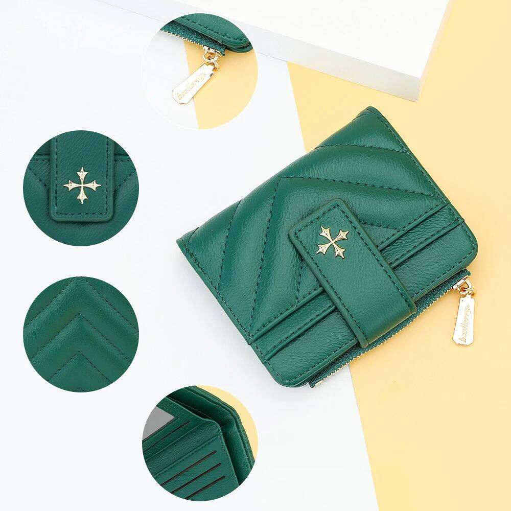 Elegant Trifold Wallet for Women, Baellerry RFID Blocking Short Purse with Flower Pattern, Many Card Organizer Gift Idea Y260206